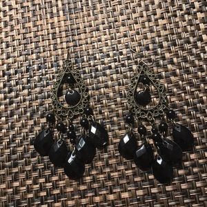 Black chandelier earrings